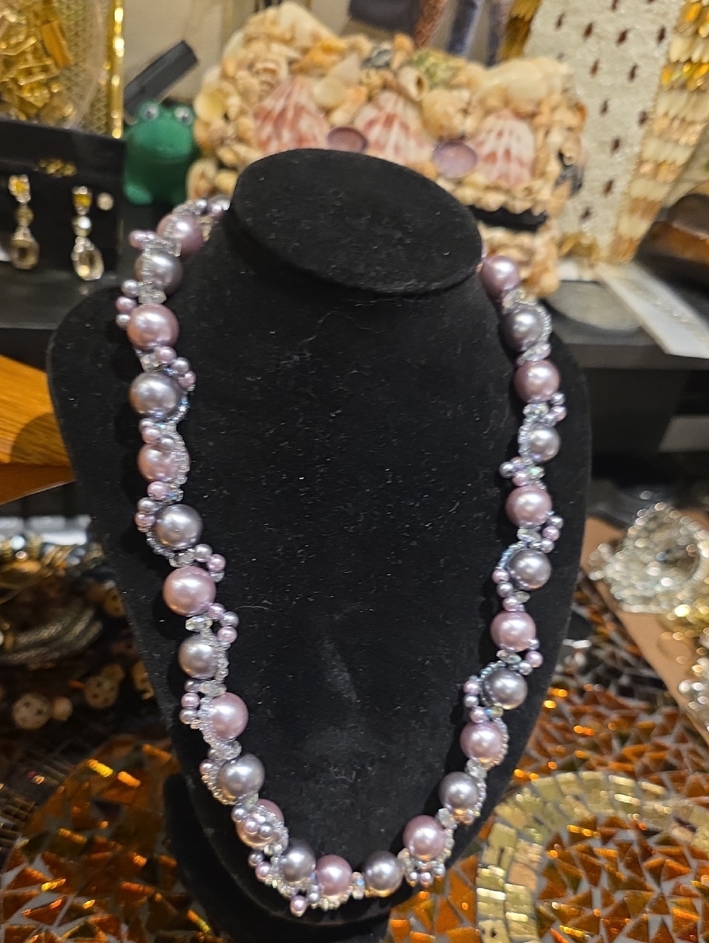 Elegant Lavender Pearl Beaded Necklace - Women Jewelry